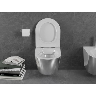 Mexen Lena rimless WC + SLIM soft-close sedátko, Duroplast, bílá/stříbrná 30224004