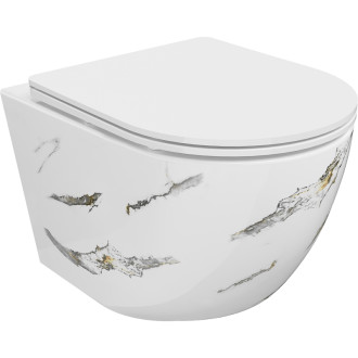 Mexen Lena rimless WC + SLIM soft-close sedátko, Duroplast, bílý kámen 30224091