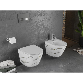 Mexen Lena rimless WC + SLIM soft-close sedátko, Duroplast, bílý kámen 30224091