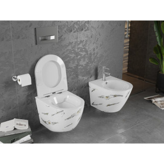 Mexen Lena rimless WC + SLIM soft-close sedátko, Duroplast, bílý kámen 30224091