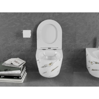 Mexen Lena rimless WC + SLIM soft-close sedátko, Duroplast, bílý kámen 30224091