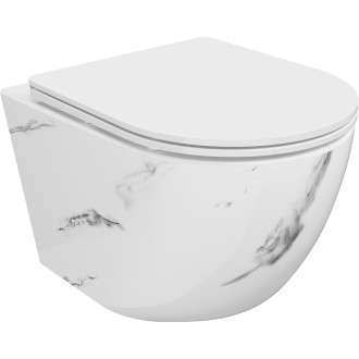 Mexen Lena rimless WC + SLIM soft-close sedátko, Duroplast, bílý kámen 30224092
