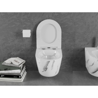 Mexen Lena rimless WC + SLIM soft-close sedátko, Duroplast, bílý kámen 30224092