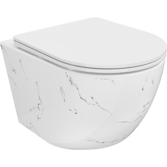 Mexen Lena rimless WC + SLIM soft-close sedátko, Duroplast, bílý kámen 30224093