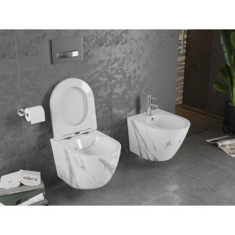 Mexen Lena rimless WC + SLIM soft-close sedátko, Duroplast, bílý kámen 30224094
