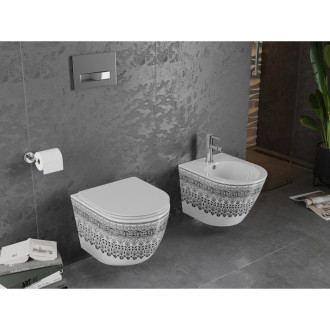 Mexen Lena rimless WC se štíhlým sedátkem soft-close, Duroplast, bílo/černý vzor 30224095