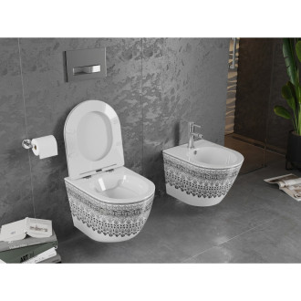 Mexen Lena rimless WC se štíhlým sedátkem soft-close, Duroplast, bílo/černý vzor 30224095