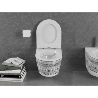 Mexen Lena rimless WC se štíhlým sedátkem soft-close, Duroplast, bílo/černý vzor 30224095