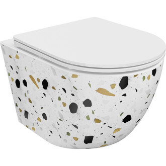 Mexen Lena rimless WC + SLIM soft-close sedátko, Duroplast, bílý terrazo kámen 30224096