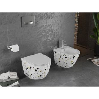 Mexen Lena rimless WC + SLIM soft-close sedátko, Duroplast, bílý terrazo kámen 30224096