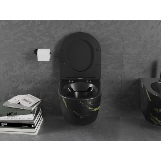 Mexen Lena rimless WC + SLIM soft-close sedátko, Duroplast, černý kámen 30224098