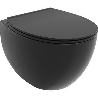 Mexen Egg rimless WC s pomalým dovíráním tenkým sedátkem, Duroplast, černá matná 30245070