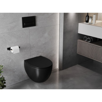 Mexen Egg rimless WC s pomalým dovíráním tenkým sedátkem, Duroplast, černá matná 30245070
