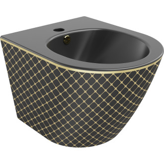 Mexen Lena závěsný bidet, matný černo/zlatý mřížkový vzor - 35224879