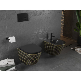 Mexen Lena závěsný bidet, matný černo/zlatý mřížkový vzor - 35224879