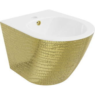 Mexen Lena závěsný bidet, vzor stupnice bílá/zlatá - 35224808