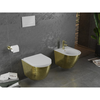 Mexen Lena závěsný bidet, vzor stupnice bílá/zlatá - 35224808