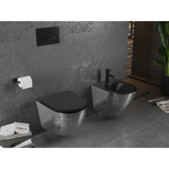 Mexen Lena závěsný bidet, matná černá/stříbrný vzor stupnice - 35224872