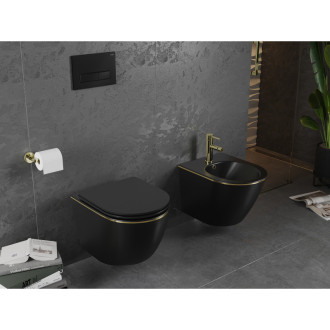 Mexen Lena závěsný bidet, matná černá/zlatá linka - 35224875