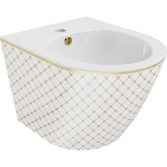 Mexen Lena závěsný bidet, bílo/zlatý mřížkový vzor - 35224809