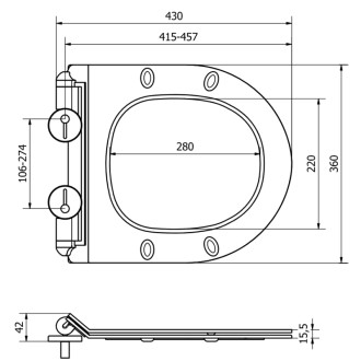 MEXEN SLIM WC sedátko, černá lesk 39010185