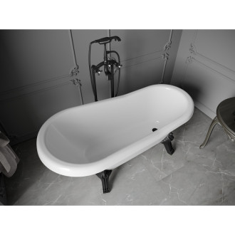 Mexen Retro volně stojící vana 150 x 73 cm bílá, černé nohy - 53251507300-70