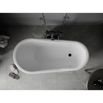 Mexen Retro volně stojící vana 150 x 73 cm bílá, černé nohy - 53251507300-70