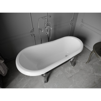Mexen Retro volně stojící vana 150 x 73 cm bílé/černé chromové nohy - 53251507375-00