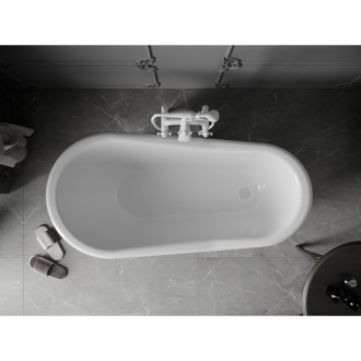 Mexen Retro volně stojící vana 150 x 73 cm bílá/černo bílé nohy - 53251507375-20