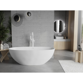 Mexen Bari volně stojící vana z konglomerátu 165 x 75 cm, matná bílá - 57221657500