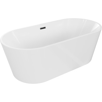 Mexen Luna volně stojící vana 170 x 80 cm, bílá, černý přepad - 52031708000-70