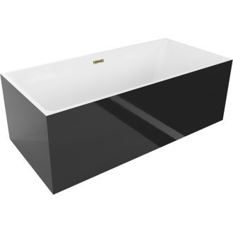 Mexen Nita volně stojící vana 170 x 80 cm, bílá/černá, zlatý přepad - 52091708075-50