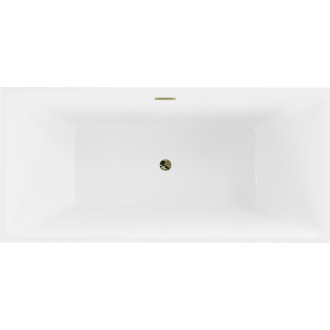 Mexen Nita volně stojící vana 170 x 80 cm, bílá/černá, zlatý přepad - 52091708075-50