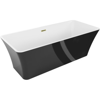 Mexen Tonia volně stojící vana 170 x 75 cm, bílá/černá, zlatý přepad - 52171707575-50