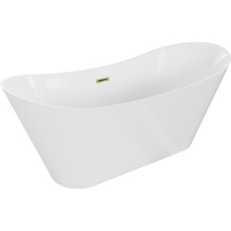 Mexen Celia volně stojící vana 170 x 75 cm, bílá, zlatý přepad - 52331707500-50