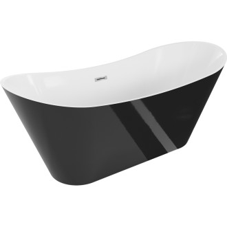 Mexen Celia vana volně stojící 170 x 75 cm, bílá/černá, přepad chrom - 52331707575-01