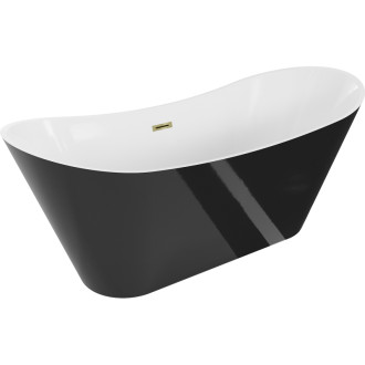 Mexen Celia volně stojící vana 170 x 75 cm, bílá/černá, zlatý přepad - 52331707575-50