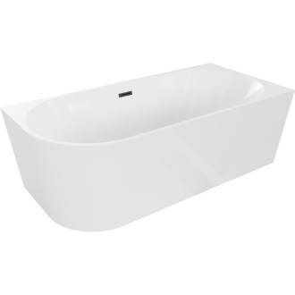 Mexen Mia volně stojící rohová vana pravá 150 x 75 cm, bílá, černý přepad - 52691507500P-70