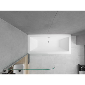 Mexen Cube vana 170x80cm panel + zástěna 75 cm, transparent, chrom 550517080X9007510100