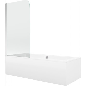 Mexen Cube vana 170x80cm panel + zástěna 80 cm, transparent, chrom 550517080X9008010100