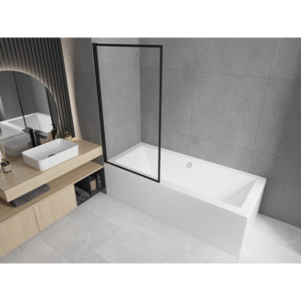 Mexen Cube vana 170x80 cm s panelem a zástěnou 70 cm, černý fix vzor 550517080X9307007070