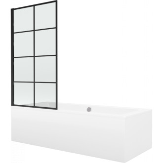 Mexen Cube vana 170x80 cm s panelem a zástěnou 70 cm, černý fix vzor 550517080X9307007077