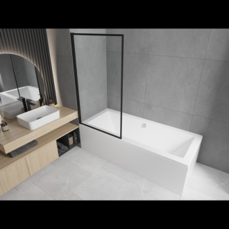 Mexen Cube vana 170x80 cm s panelem a zástěnou 80 cm, černý vzor 550517080X9308017070