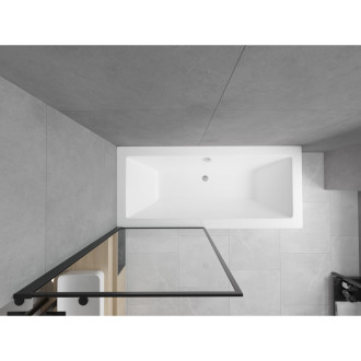 Mexen Cube vana 170x80 cm s panelem a zástěnou 80 cm, černý vzor 550517080X9308017070