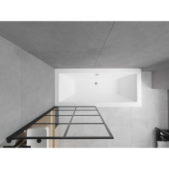 Mexen Cube vana 170x80 cm s panelem a zástěnou 80 cm, černý vzor 550517080X9308017077