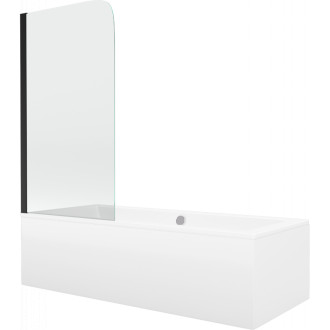 Mexen Cube vana 180x80cm panel + zástěna 70 cm, průhledná, černá 550518080X9007017000