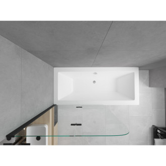 Mexen Cube vana 180x80cm panel + zástěna 80 cm, průhledná, černá 550518080X9008027000