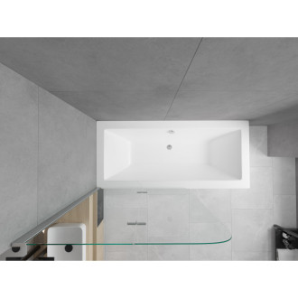 Mexen Cube vana 180x80cm panel + zástěna 100 cm, transparent, chrom 550518080X9010020100