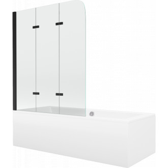 Mexen Cube vana 180x80cm panel + zástěna 120 cm, průhledná, černá 550518080X9012037000