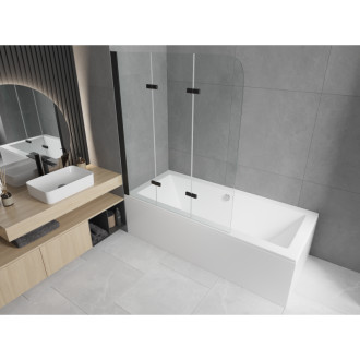 Mexen Cube vana 180x80cm panel + zástěna 120 cm, průhledná, černá 550518080X9012037000